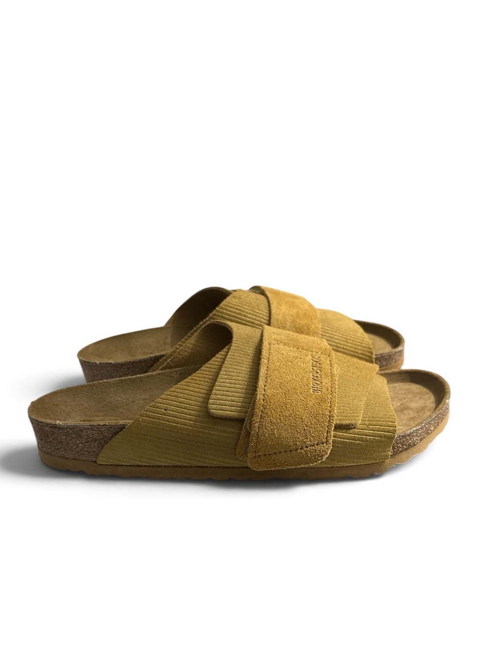 Birkenstock Kyoto Suede Embossed Corduroy Slide Sandals Cork Brown M10 EUR 43